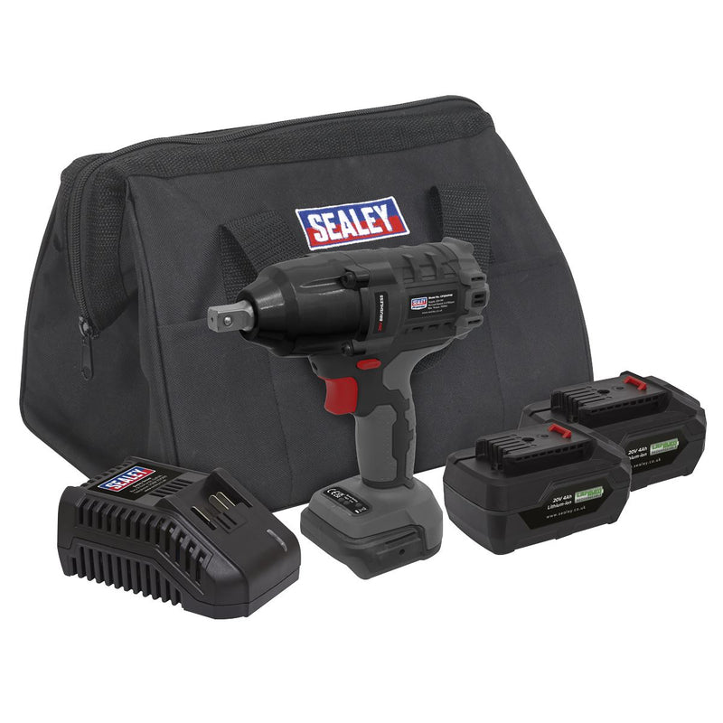 Sealey Brushless Impact Wrench Kit 1/2"Sq Drive 700Nm 20V SV20 Series 2 Batterie Sealey - Dynamic Drive
