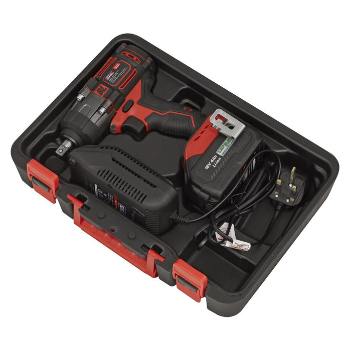 Sealey 1/2"Sq Drive Cordless Brushless Impact Wrench 18V 4Ah CP650LI Sealey - Dynamic Drive