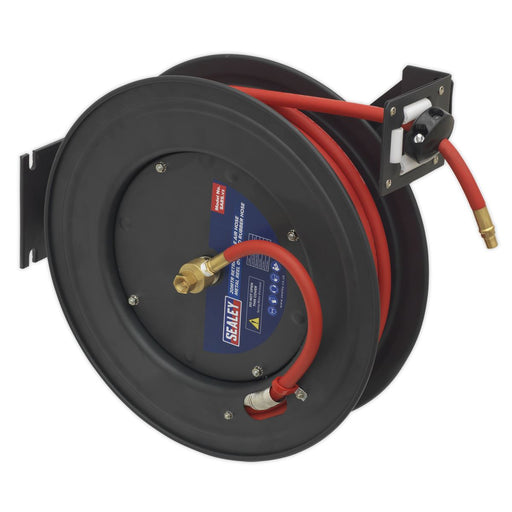 Sealey Retractable Air Hose Steel Reel 20m 10mm ID Rubber Hose SA85 Sealey  - Dynamic Drive
