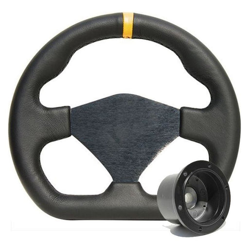 250mm Black Leather Steering Wheel + Boss fits Rover 214 216 218 220 414 416 418 Mountney Classic  - Dynamic Drive