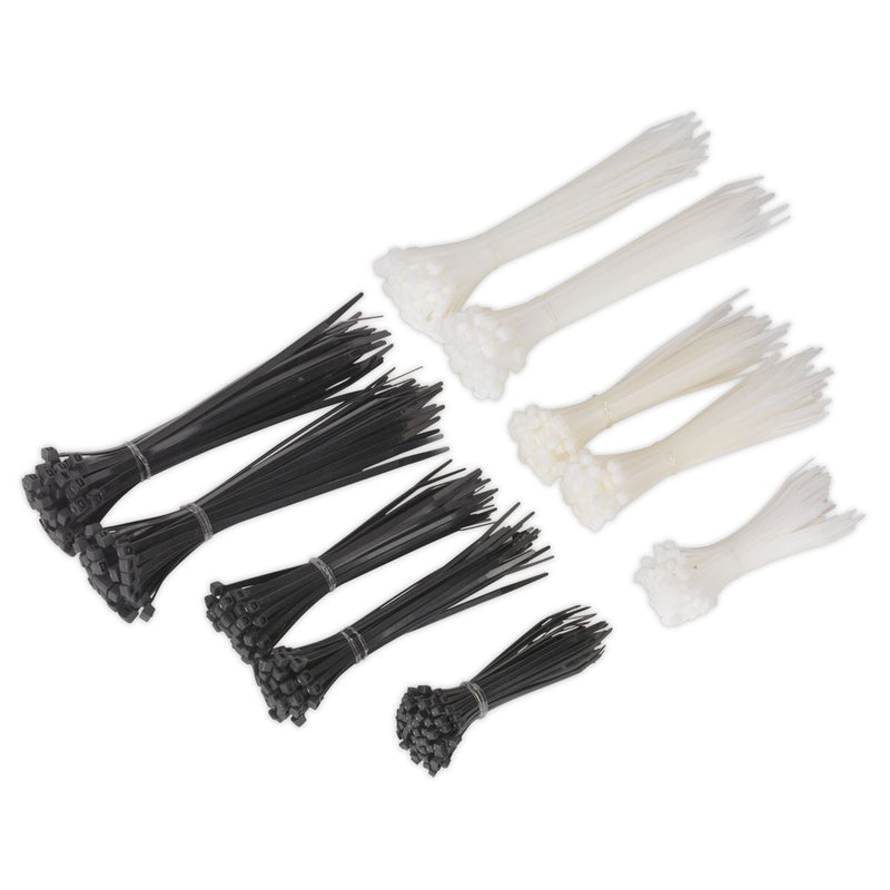 Sealey Cable Tie Assortment Black/White Pack of 600 CT600BW Sealey - Dynamic Drive