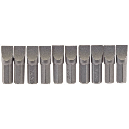 Draper Plain Slot Insert Bit, 8mm, 1/4" Hex, 25mm Long (Pack of 10) 64046 Draper - Dynamic Drive