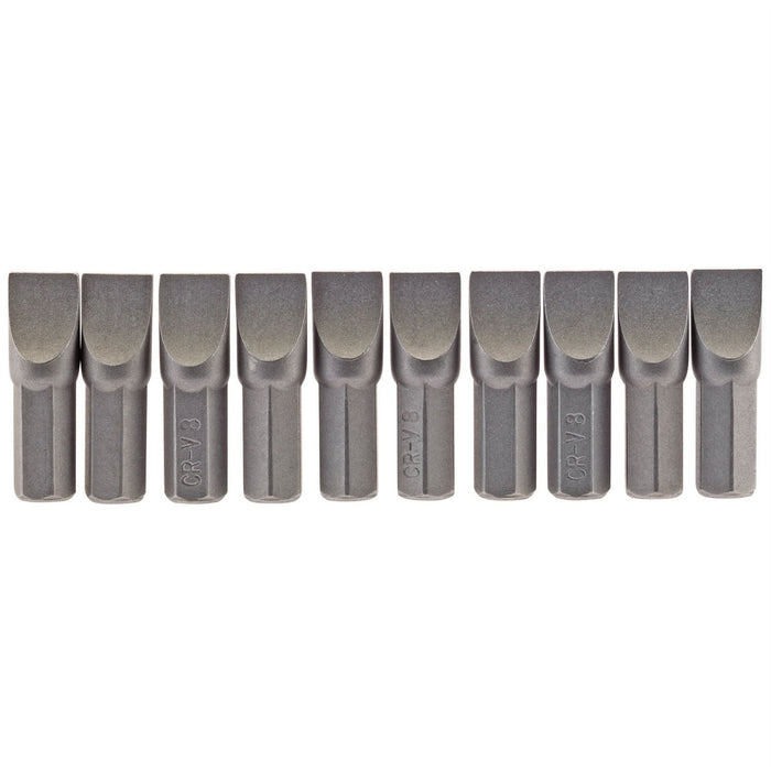 Draper Plain Slot Insert Bit, 8mm, 1/4" Hex, 25mm Long (Pack of 10) 64046 Draper - Dynamic Drive