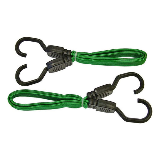 Faithfull Flat Bungee Cord 60cm (24in) Green 2 Piece Faithfull - Dynamic Drive