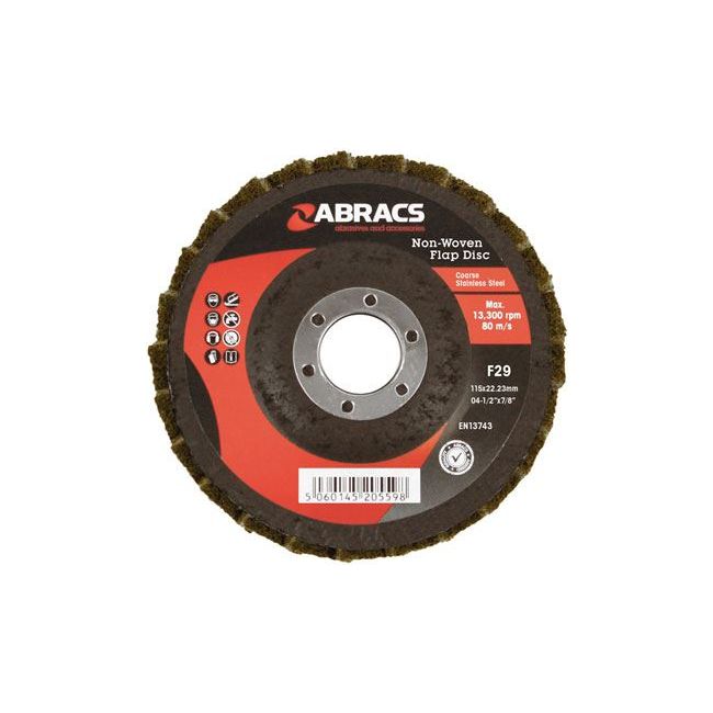 Connect Abracs Non-Woven Flap Discs, Coarse 115mm 5pc 32075 Tool Connection - Dynamic Drive