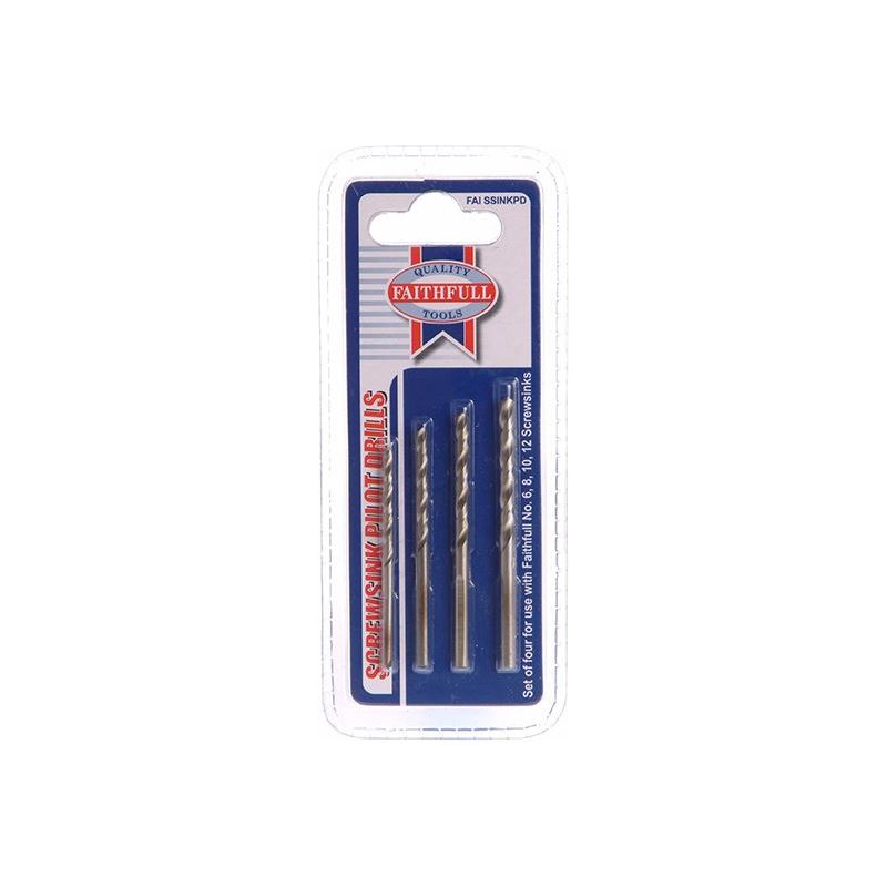 Faithfull Screwsink Pilot Drill Set, 4 Piece Faithfull - Dynamic Drive