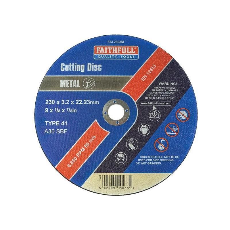 Faithfull Metal Cut Off Disc 230 x 3.2 x 22.23mm Faithfull - Dynamic Drive