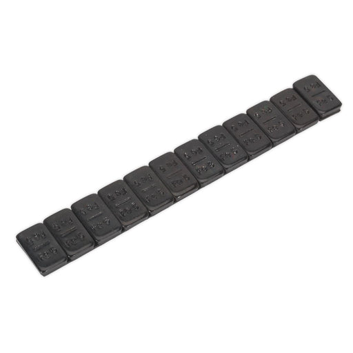 Sealey Wheel Weight 5g Adhesive Zinc Plated Steel Black Strip of 12 Pack of 50 Sealey - Dynamic Drive
