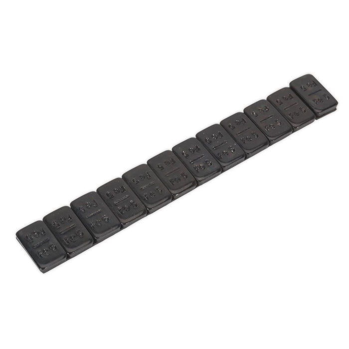 Sealey Wheel Weight 5g Adhesive Zinc Plated Steel Black Strip of 12 Pack of 50 Sealey - Dynamic Drive