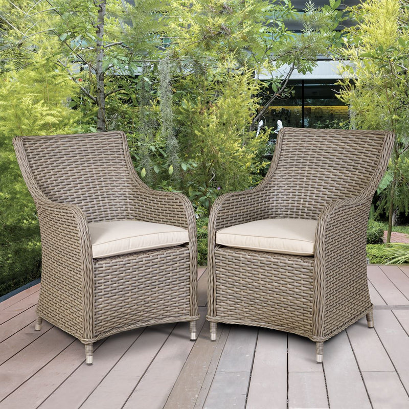 Dellonda Chester Rattan Wicker Outdoor Garden Dining Chairs 2pc DG64 Dellonda - Dynamic Drive