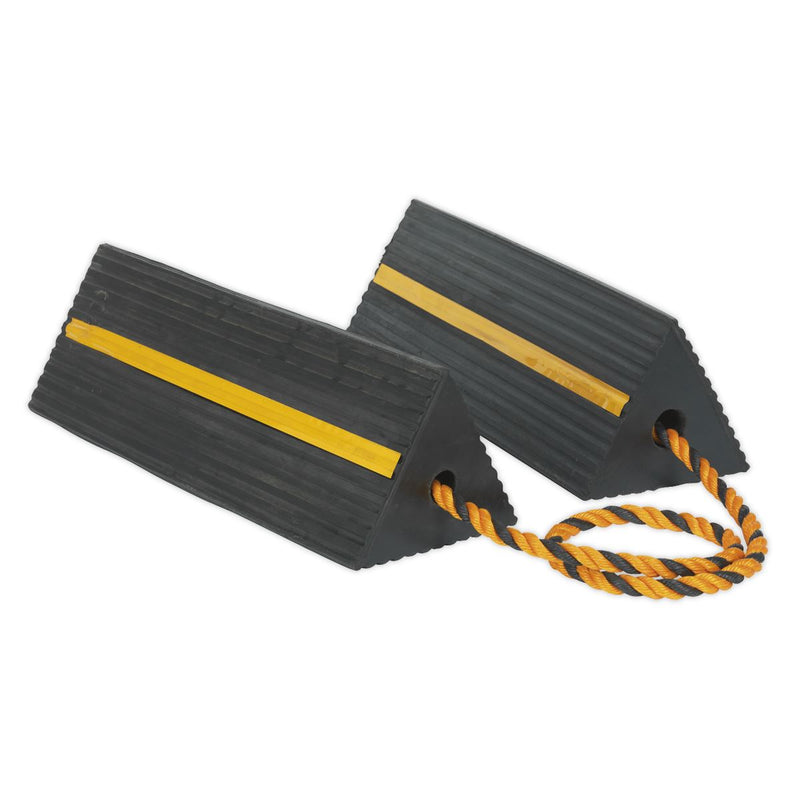 Sealey Heavy-Duty Rubber Wheel Chocks Pair WC11 Sealey  - Dynamic Drive