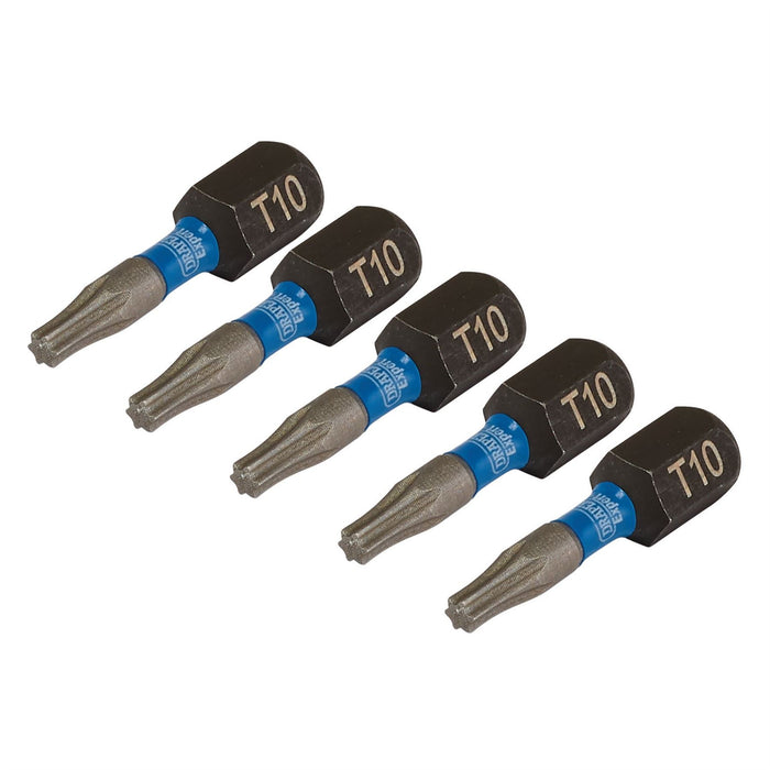 Draper Expert TX-STAR Impact Screwdriver Bits, T10 x 25mm, 1/4" Hex (Pack of 5) Draper - Dynamic Drive