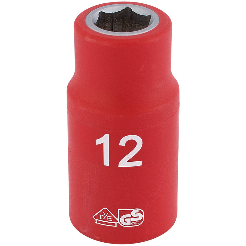 Draper Fully Insulated VDE Socket, 1/2" Sq. Dr., 12mm 31785 Draper - Dynamic Drive