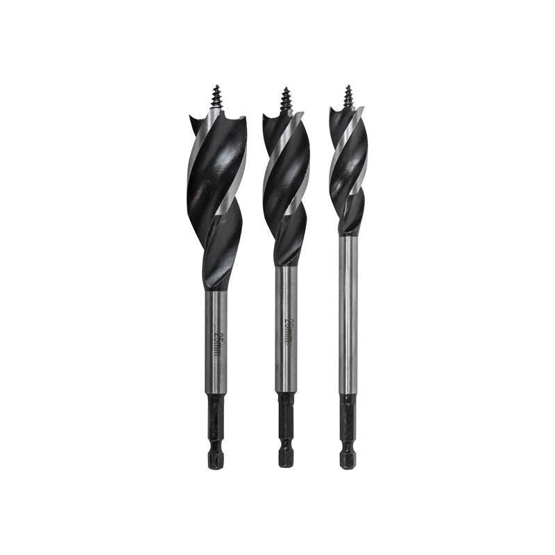 Faithfull Tri-Point Speed Auger Bit Set, 3 Piece Faithfull - Dynamic Drive
