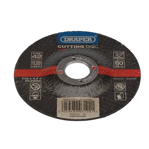 Draper DPC Metal Cutting Disc, 115 x 2.5 x 22.23mm 94784 Draper - Dynamic Drive