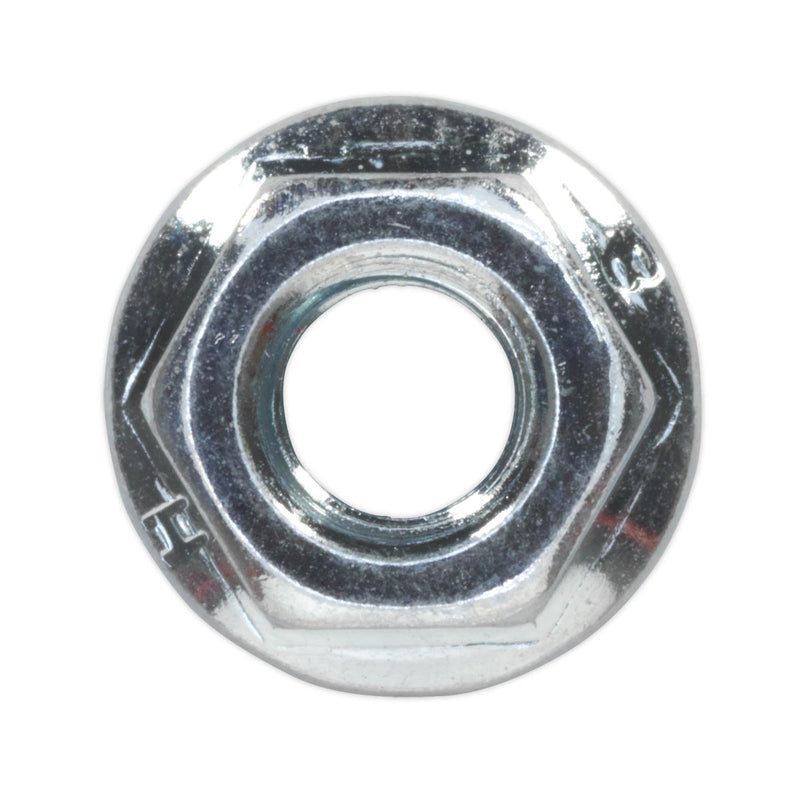 Sealey Flange Nut Serrated M6 Zinc Pack of 100 FN6 Sealey - Dynamic Drive