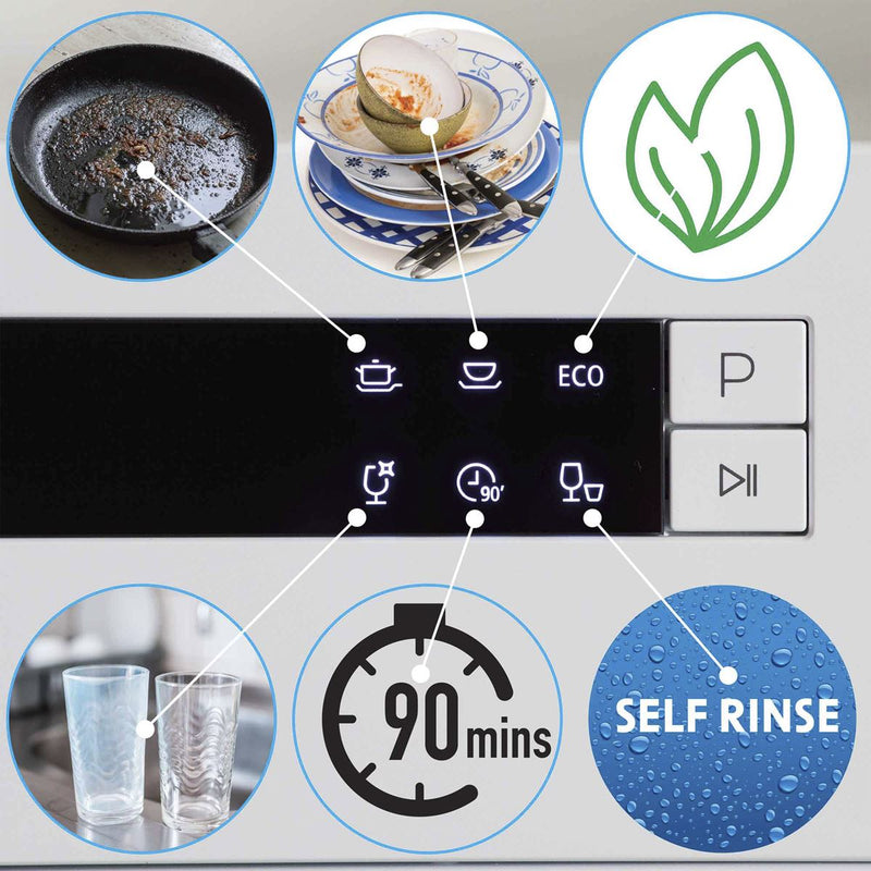 Baridi Tabletop Dishwasher 8 Place Settings 8L Capacity - White DH86 Baridi - Dynamic Drive