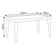 Dellonda Dining Tables with Tempered Glass Top 150 x 90 x 76cm - Ivory White Dellonda - Dynamic Drive
