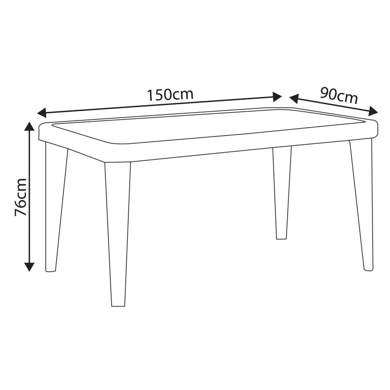 Dellonda Dining Tables with Tempered Glass Top 150 x 90 x 76cm - Ivory White Dellonda - Dynamic Drive