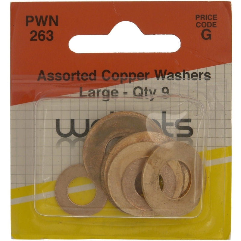 Wot-Nots Copper Washers - Assorted Large - Pack Of 9 Wot-Nots - Dynamic Drive