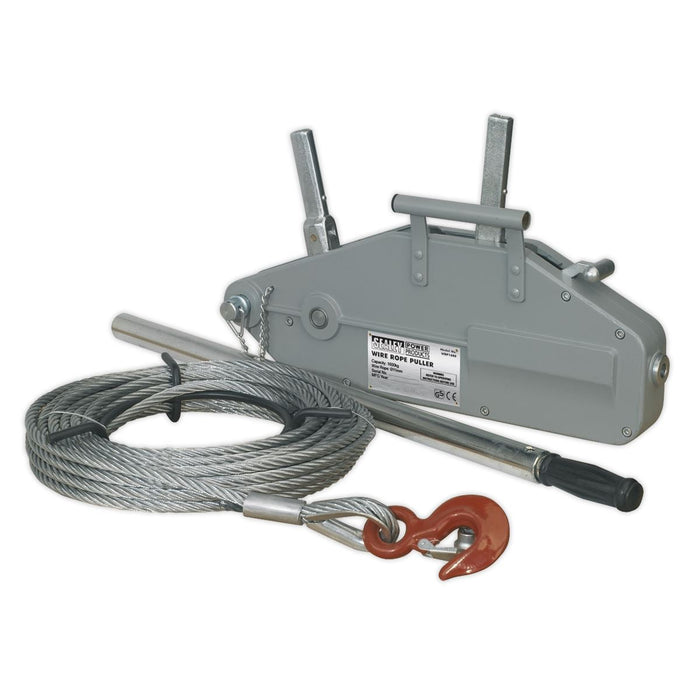 Sealey Wire Rope Puller 1600kg Max Line Force WRP1600 Sealey - Dynamic Drive