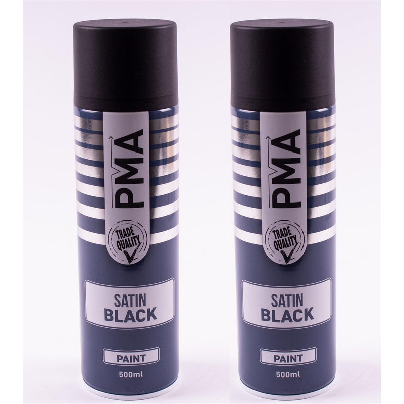2 X Autotek Satin Black Paint Spray Aerosol 500Ml High Coverage Satin Black Autotek - Dynamic Drive