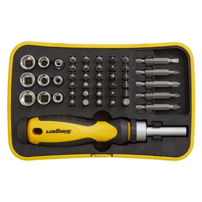 Seigen by Sealey Socket & Bit Set 45pc Ratchet Screwdriver S0979 Seigen by Sealey  - Dynamic Drive