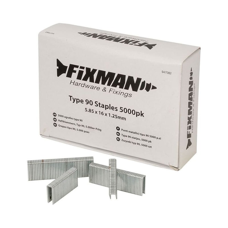 Fixman Type 90 Staples 5000pk 5.80 x 16 x 1.25mm Fixman - Dynamic Drive