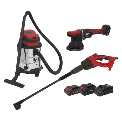Sealey 3 x SV20 Series Cordless Car Valeting Combo Kit 20V - 2 Batteries Sealey - Dynamic Drive