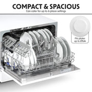 Baridi Tabletop Dishwasher 6 Place Settings 6.5L Capacity - White DH83 Baridi - Dynamic Drive