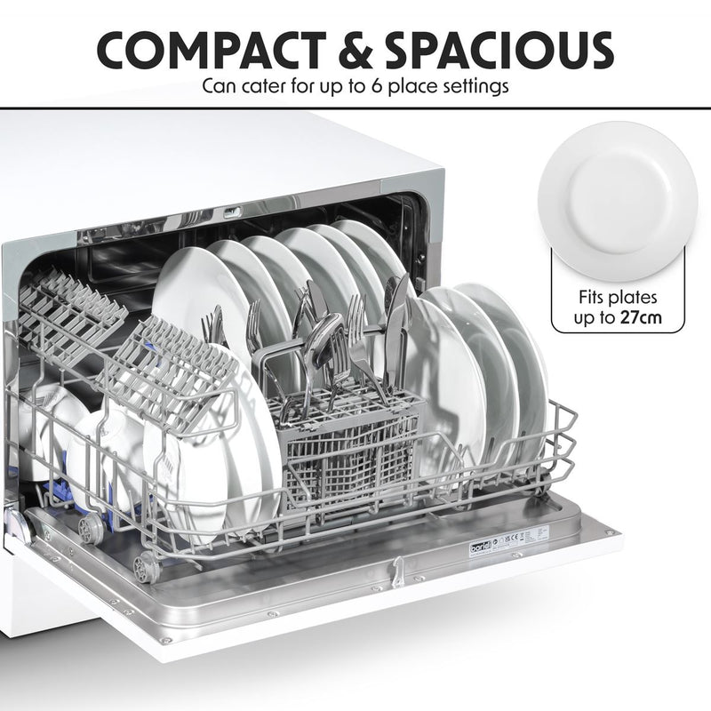 Baridi Tabletop Dishwasher 6 Place Settings 6.5L Capacity - White DH83 Baridi - Dynamic Drive