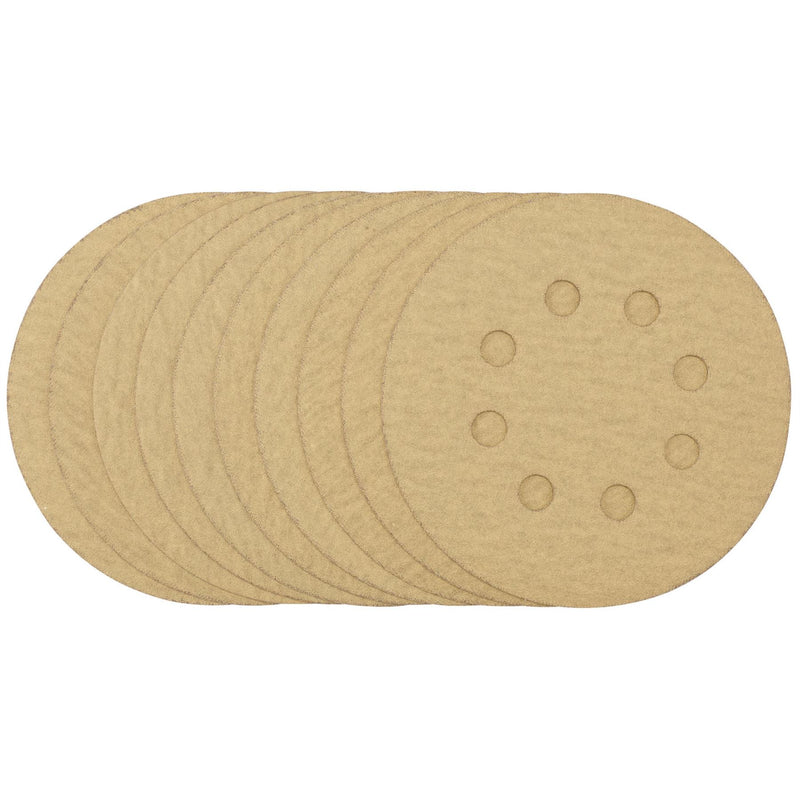 Draper Gold Sanding Discs with Hook & Loop, 125mm, 180 Grit (Pack of 10) 58113 Draper - Dynamic Drive