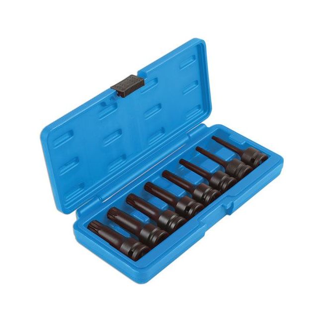 Laser Long Impact Tamperproof Spline Socket Bit Set 1/2"D 8pc 6749 Laser - Dynamic Drive