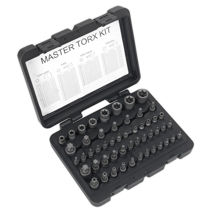 Sealey Premier Torx Master Socket Bit Set Trx-Star S2 Steel 1/4" 3/8" 1/2" Drive Sealey  - Dynamic Drive