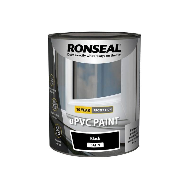 Ronseal uPVC Paint Black Satin 750ml Ronseal - Dynamic Drive