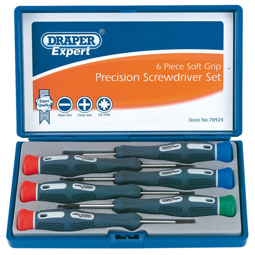 Draper Soft Grip Precision Screwdriver Set (6 Piece) 78924 Draper - Dynamic Drive