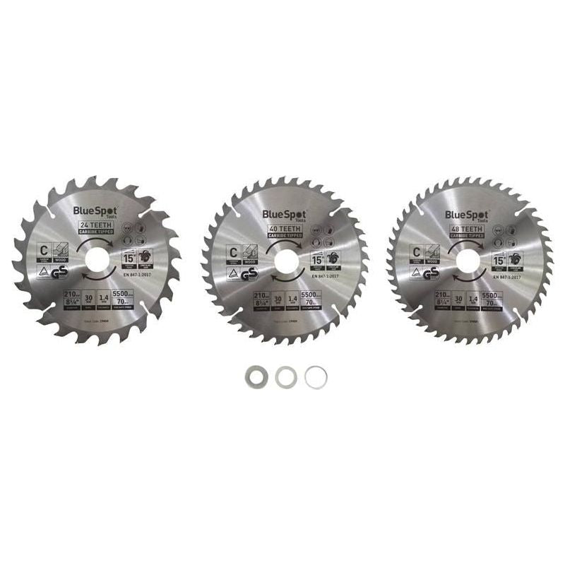 Bluespot Tools 210mm Circular Saw Blade Set, 3 Piece BlueSpot Tools - Dynamic Drive