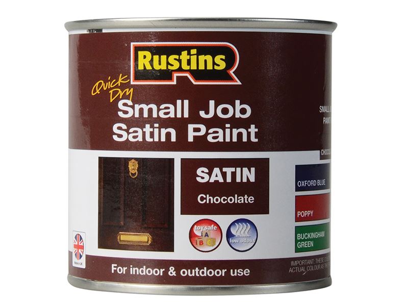 Rustins Quick Dry Small Job Satin Paint Chocolate 250ml Rustins - Dynamic Drive