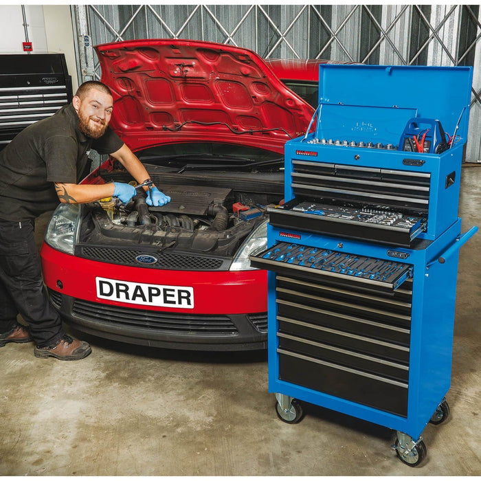 Draper Roller Tool Cabinet, 9 Drawer, 26", Blue 15110 Draper - Dynamic Drive