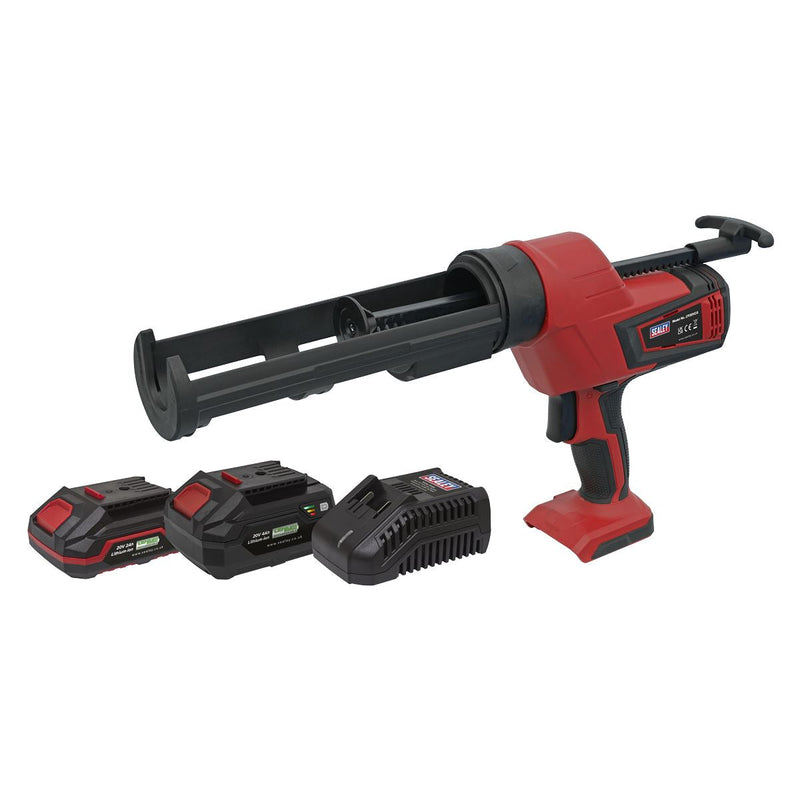 Sealey Cordless 20V SV20 Series 310ml Caulking Gun Kit- 2 Batteries CP20VCGKIT Sealey - Dynamic Drive