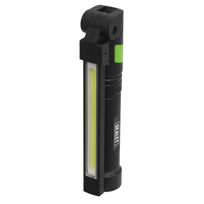 Sealey Rechargeable Aluminium Folding Pocket Light 2 COB & 1 SMD LED Sealey  - Dynamic Drive