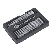 Sealey Ratchet Wrench & Socket Rail Set 27pc 1/4"Sq Drive AK66481 Sealey - Dynamic Drive