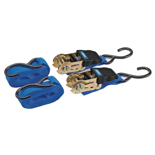 Draper Ratcheting Tie Down Straps, 4.5m x 25mm, 225kg (2 Piece) 92769 Draper - Dynamic Drive