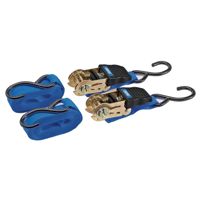Draper Ratcheting Tie Down Straps, 4.5m x 25mm, 225kg (2 Piece) 92769 Draper - Dynamic Drive