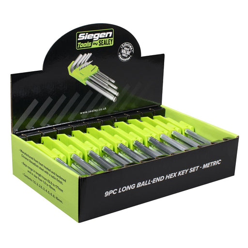 Siegen Siegen Long Ball-End Hex Key Set 9pc - Display Box of 10 S01263 Siegen - Dynamic Drive