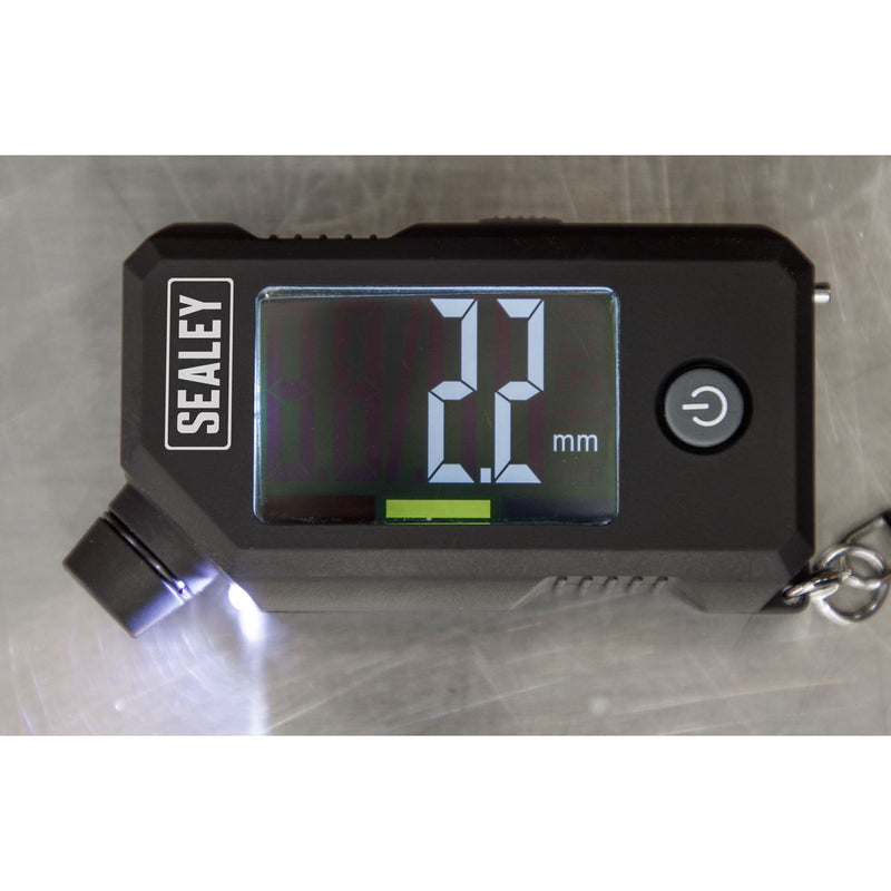 Sealey Digital Tyre Pressure & Tread Depth Gauge with LED TSTPG12 Sealey - Dynamic Drive