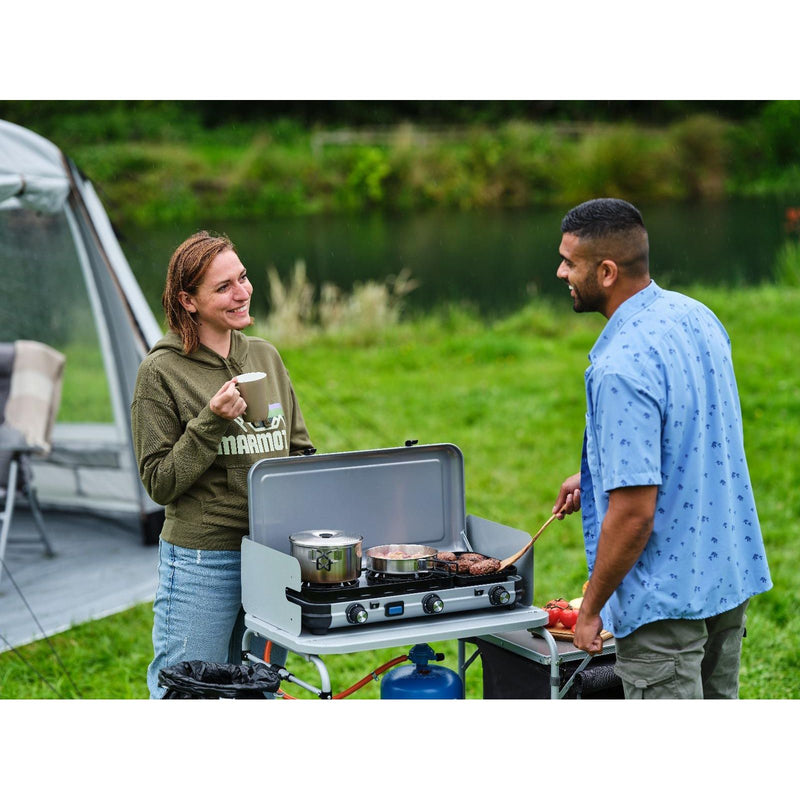 Campingaz Camping Kitchen 2 Multi-Cook Double Burner Portable Camping Gas Stove and Side Grill Campingaz - Dynamic Drive