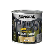 Ronseal Direct to Metal Paint Gold Satin 250ml Ronseal - Dynamic Drive
