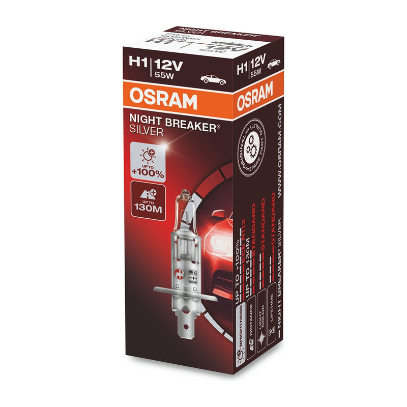 Osram NIGHT BREAKER SILVER H1, +100 percent more brightness, halogen headlamp, 6 Osram - Dynamic Drive