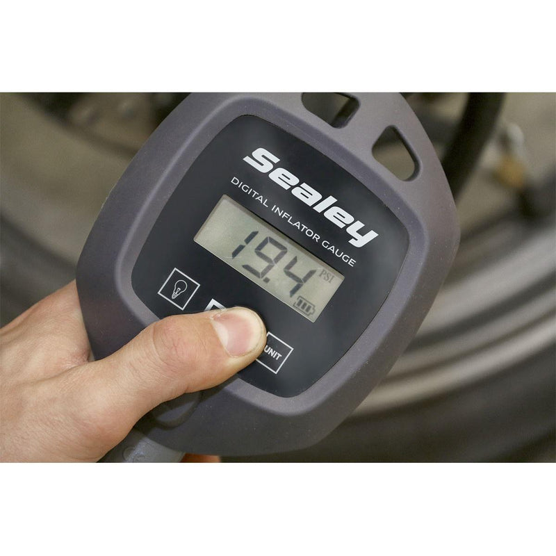 Sealey Digital Tyre Inflator with Clip-On Connector SA394 Sealey - Dynamic Drive